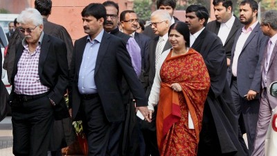 Walk of shame: Sahara executives Ashok Roy Choudhary, Ravi Shankar Dubey and Vandana Barghava leave the Supreme Court